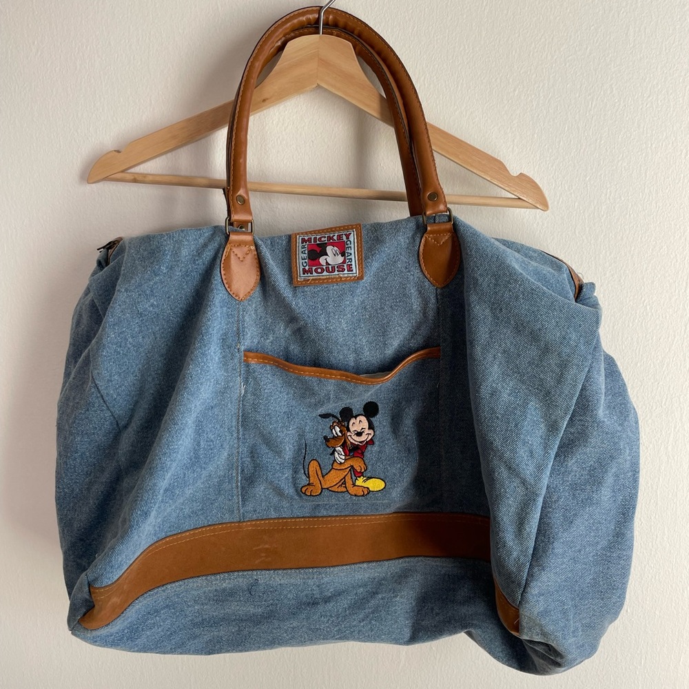 Vintage 90s Denim Mickey Mouse Duffle Bag
